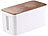 Callstel Kabelbox klein, 23 x 11,5 x 12 cm, Nussbaum-Holzoptik mit Gummifüßen Callstel