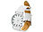 PEARL Armbanduhr mit 2 Leder-Armbändern, schwarz & weiß PEARL Analoge Herren-Armbanduhren mit Lederarmbändern