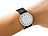 PEARL Armbanduhr mit 2 Leder-Armbändern, schwarz & weiß PEARL Analoge Herren-Armbanduhren mit Lederarmbändern