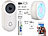 Somikon HD-Video-Funk-Türklingel mit App, Gegensprechen, 156°-Bildwinkel, Akku Somikon WLAN-Video-Türklingeln mit App-Kontrolle und Nachtsicht
