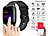 newgen medicals Fitness-Armband mit Glas-Touchscreen-Display, Versandrückläufer newgen medicals Wasserdichtes Fitness-Armband mit Blutdruck-/Blutsauerstoffanzeige, Bluetooth und App