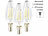 Luminea 3er-Set LED-Filament-Kerzen, E14, E, 4,2 W, 470 Lumen, 345°, warmweiß Luminea