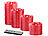 Britesta 4 flackernde LED-Echtwachskerzen, Höhe abgestuft, rot Britesta