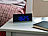 infactory Dimmbare Funk-LED-Tischuhr, Wecker und Temperaturanzeige, schwarz/blau infactory Funk-LED-Tischuhren mit Wecker und Temperaturanzeige