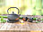 Rosenstein & Söhne Asiatische Teekanne, Untersetzer und 2 Becher aus Gusseisen, olivgrün Rosenstein & Söhne Tee-Service aus Gusseisen
