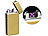 PEARL 2er Pack Elektronisches USB-Feuerzeug mit Akku, golden PEARL Elektronische Lichtbogen-Feuerzeuge