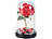 Lunartec Edle Kunst-Rose mit LED-Beleuchtung in Echtglas-Kuppel, rot Lunartec