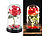 Lunartec Edle Kunst-Rose mit LED-Beleuchtung in Echtglas-Kuppel, rot Lunartec LED-beleuchtete Rosen, Real Touch, mit Glaskuppel