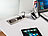 revolt Versenkbare Profi-Einbau-Tisch-Steckdose, 3-fach, 2x USB, Edelstahl revolt Einbau-Steckdosenleisten mit USB-Lade-Buchsen