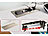 revolt Versenkbare Profi-Einbau-Tisch-Steckdose, 3-fach, 2x USB, Edelstahl revolt Einbau-Steckdosenleisten mit USB-Lade-Buchsen