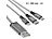 Callstel 3in1-Schnellladekabel: Micro-USB, USB Typ C & Lightning, Textil, 60 cm Callstel