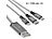 Callstel 3er-Set 3in1-Schnellladekabel: Micro-USB, USB-C & Lightning, Textil Callstel