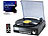 auvisio USB-Plattenspieler UPL-850.MP3 mit MP3-Recorder, Radio, AUX auvisio USB-Plattenspieler mit Kassetten-Deck