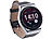 simvalley MOBILE Smartwatch mit Bluetooth 4.0, Metallgehäuse, Herzfrequenz, Nachrichten simvalley MOBILE Smartwatches mit Pulssensor für iOS & Android