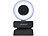 Somikon Full-HD-USB-Webcam mit LED-Ringlicht, Versandrückläufer Somikon Full-HD Webcams mit Mikrofon und Ringlicht