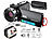 Somikon 4K-UHD-Camcorder mit 16-fachem Zoom, WLAN, Full-HD mit 60 B./Sek. Somikon 4K-UHD-Camcorder mit Touch-Display