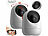 7links 2er-Set WLAN-Pan-Tilt-Kameras, 2K, Privat-Modus, IR-Nachtsicht 7links WLAN-Pan-Tilt-Überwachungskameras mit Privat-Modus und Objekt-Tracking, für Echo Show