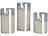 Britesta 3er-Set LED-Echtwachskerzen in grauen Acrylgläsern, 3 Größen Britesta LED-Echtwachskerze mit Fernbedienungen und Timern