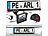 Lescars Funk-HD-Rückfahrkamera in Nummernschildhalter, Monitor, Abstandswarner Lescars Funk-Rückfahrkameras mit Monitoren