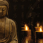 Leinwandbild Buddha mit 8 LEDs