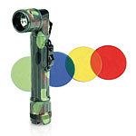 US LED Winkeltaschenlampe mit Morsefunktion und Farbfiltern, flecktarn LED-Taschenlampen