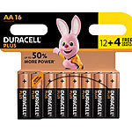 Duracell Batterien AA Plus Power Vorteils-Set 12 + 4 Stück gratis Duracell Alkaline-Batterien Mignon (AA)