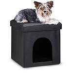 Faltbarer Hunde-oder Katzenbox-Hocker aus Kunstleder, Schwarz