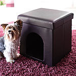 Faltbarer Hunde-oder Katzenbox-Hocker aus Kunstleder, Braun Aufbewahrungsboxen mit Sitzfunktion