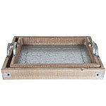 Holztablett-Set mit Zinkplatte , 2er-Set Servierbesteck-Sets