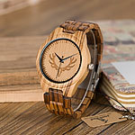 Sportliche Uhr aus Bambus mit Waldhirschkopf, Holzarmband Armbanduhren mit Holzgehäuse