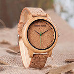 Elegante Uhr aus Bambus und Kork, Gehäuse aus Bambus, Armband Kork Armbanduhren mit Holzgehäuse