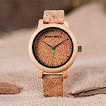 Elegante Uhr aus Bambus und Kork, Gehäuse aus Bambus Armbanduhren mit Holzgehäuse