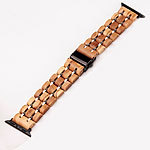 Holzarmband Apple Watch Ebenholz hellbraun mit Edelstahlverarbeitung Armbänder für Uhren