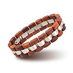 Elegantes Armband Sandelholz & Edelstahl, rotbraun, grössenverstellbar Armbänder