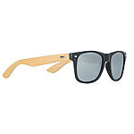 Sonnenbrille Bambus, hellbraun, schwarzer Rahmen, Spiegelgläser Sonnenbrillen