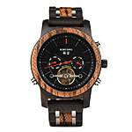 Sportlich-elegante Uhr aus Eben- und Zebraholz, mit schönen Details Armbanduhren mit Holzgehäuse