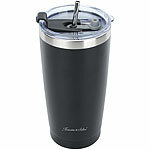 Rosenstein & Söhne Doppelwandiger Isolierbecher, schwarz, für bis zu 600 ml, Edelstahl Rosenstein & Söhne Doppelwandige Isolierbecher