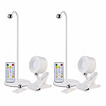 Lunartec 2er-Set 3in1-Akku-Magnet-Leuchten mit Tisch-, Wand- und Klemmhalterung Lunartec 3in1 Akku-Magnet-Leuchten mit Klemmhalterung und CCT