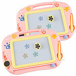Playtastic 2er-Set Kinder-Magnet-Maltafel mit Magnetstift und 2 Stempeln, rosa Playtastic Maltafeln Zaubertafeln