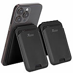 Xcase 2er-Set Kartenhalter für iPhone, MagSafe-kompatibel, klappbar, schwarz Xcase Kartenhalter-Wallet für iPhone mit MagSafe, klappbar, für 3 Karten