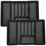 Rosenstein & Söhne 2er-Set Besteckkästen für Schubladen, ausziehbar: 34,5- 59x42x5,5cm Rosenstein & Söhne Ausziehbare Besteckeinsätze für Schubladen, Kunststoff