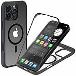 Xcase 360°-Schutzhülle für iPhone 16 Pro Max, stoßfest, MagSafe-komp., schw. Xcase 360°-Ganzkörper-Schutzhüllen für iPhone 16 Pro Max, Glas-Displayschutzfolie, MagSafe-komp., stoßfest