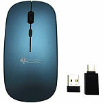 GeneralKeys Akku-Mini-Maus Bluetooth mit Scrollrad, BT 5.2, 2,4 GHz, USB, graublau GeneralKeys