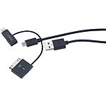 Callstel 3in1-Ladekabel, Micro-USB, 8-Pin, 30-Pin, Apple-zertifiziert Callstel