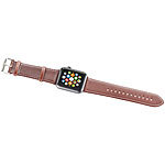 Callstel Glattleder-Armband für Apple Watch 42 mm, braun Callstel Apple Watch Armbänder