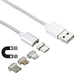 Callstel USB-Kabel mit magnetischem Typ-C-/Micro-USB-/Lightning-Stecker, 1 m Callstel USB-Kabel mit magnetischem Micro-USB-, USB-C- und Lightning-Stecker