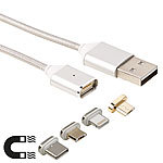 Callstel USB-Kabel mit magnetischem Micro-USB-/Lightning-/Typ-C-Stecker, 1 m Callstel USB-Kabel mit magnetischem Micro-USB-, USB-C- und Lightning-Stecker