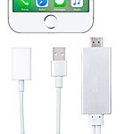 Callstel HDMI-Adapter für iPhone & iPad, USB-Stromversorgung, 1080p-Video Callstel Video-Übertragung (Dock-Connector)