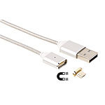 Callstel USB-Lade- & Datenkabel mit magnetischem Micro-USB-Stecker, 1 m, silber Callstel