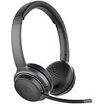 Callstel Profi-Stereo-Headset mit Bluetooth 5, 18-Std.-Akku, 30 m Reichweite Callstel Telefon- und Handy-Headsets mit Bluetooth und schwenkbarem Schwanenhals-Mikrofon